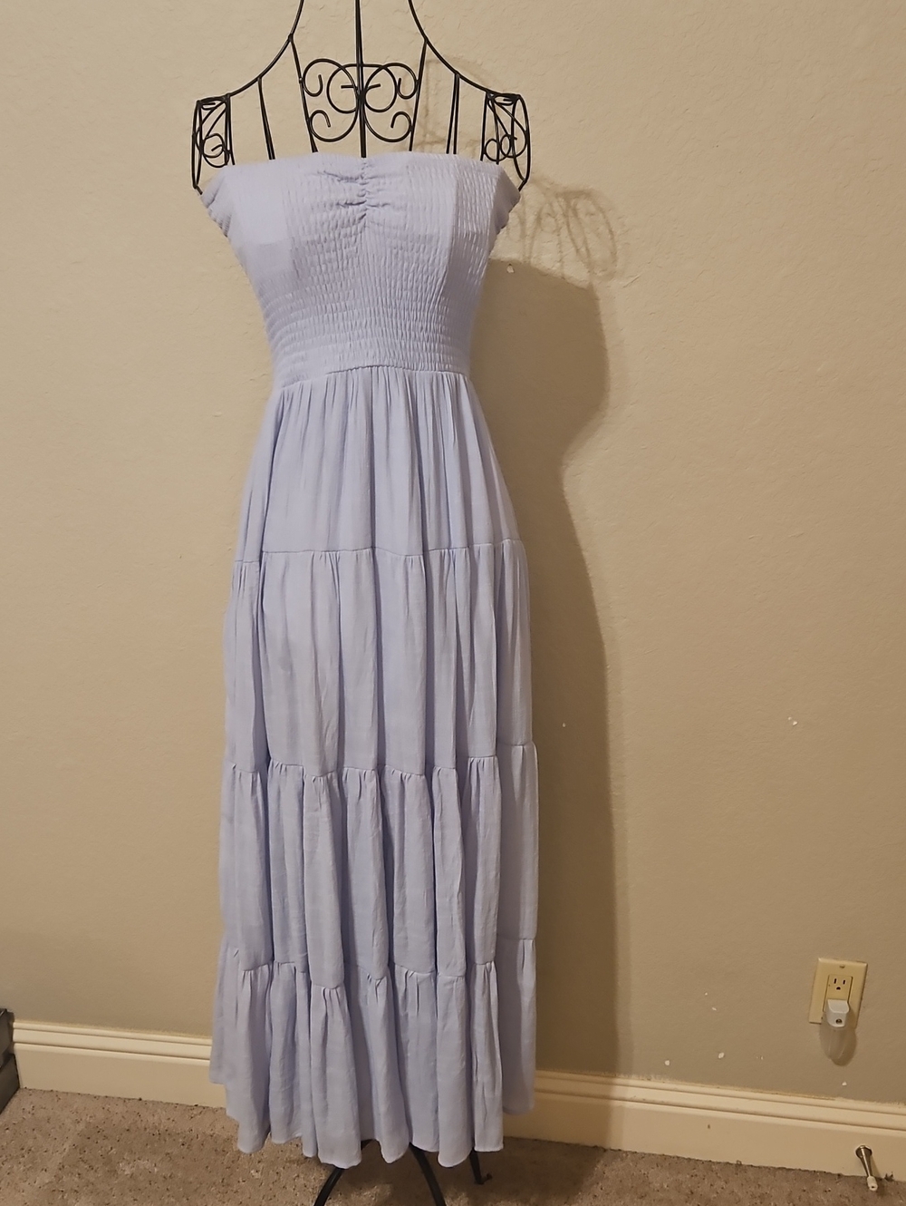 Fashion Nova Strapless Smocked Tiered Maxi Dress - Light Purple